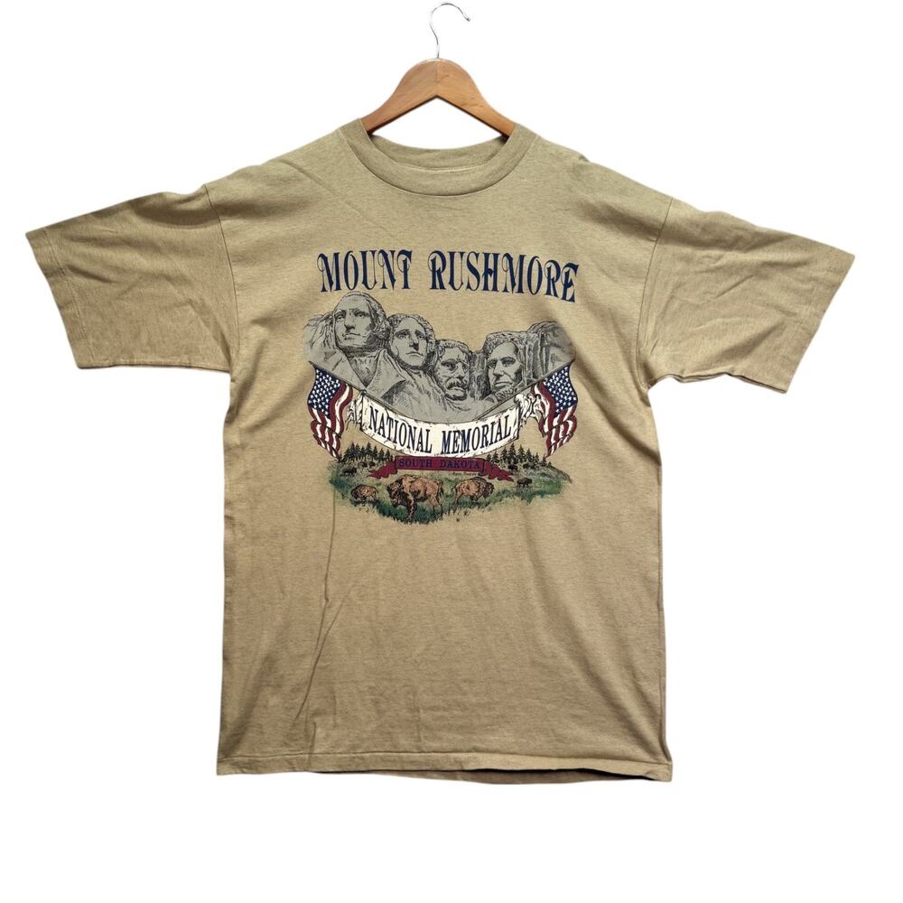 Vintage Mount Rushmore National Memorial T-Shirt Men’s Brown American USA 90s L